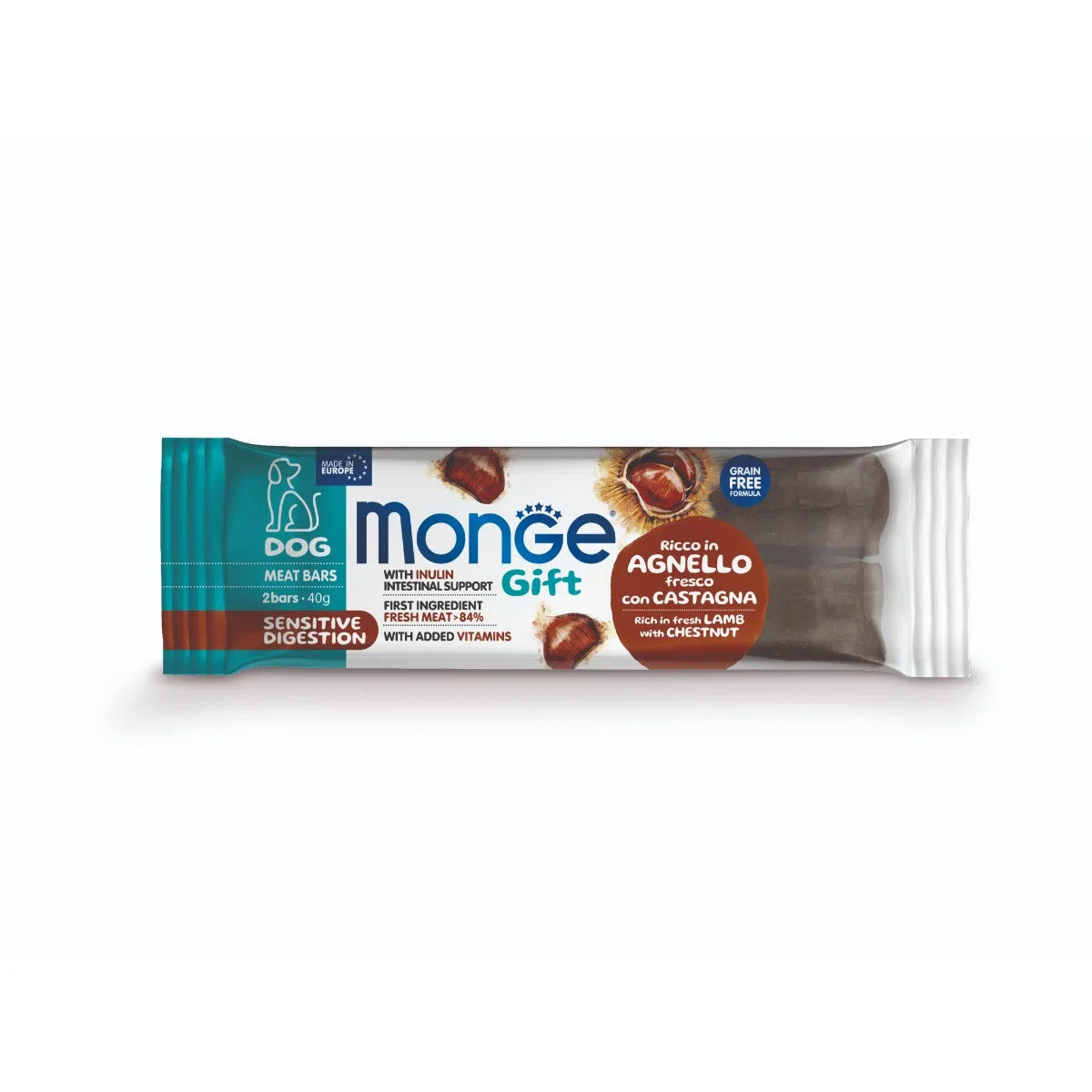 Monge Gift Meat Bars Sensitive Digestion con Agnello con Castagne