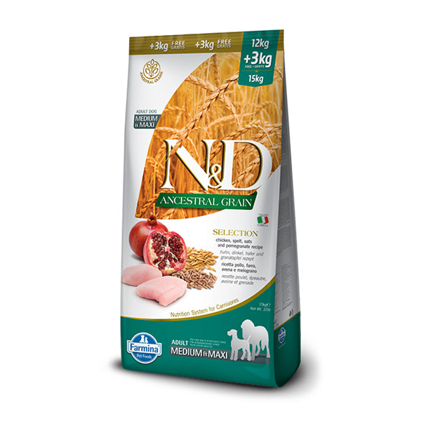 Farmina N&D Ancestral Grain Pollo e Melograno Adult Medium Maxi Selection