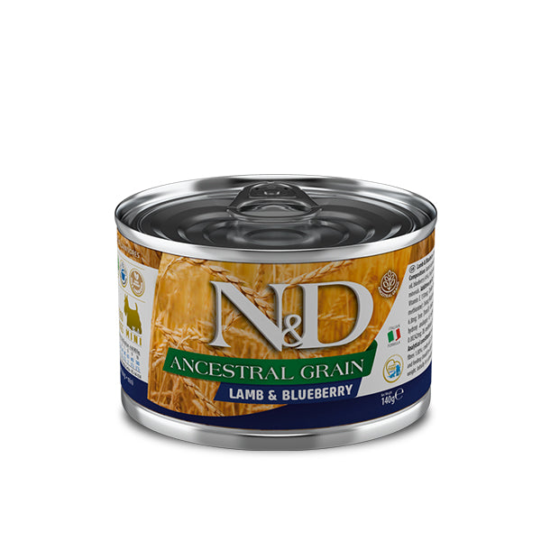 Farmina Umido Cane N&D Ancestral Grain Agnello e Mirtillo Mini 140gr