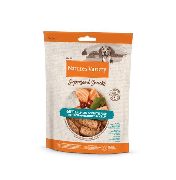 Nature's Variety superfood snacks salmone e pesce bianco
