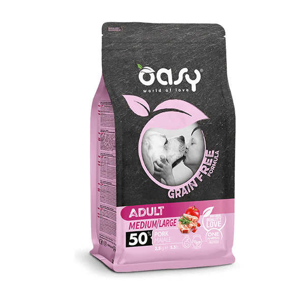 Oasy Grain Free Dog Adult Medium Large Maiale
