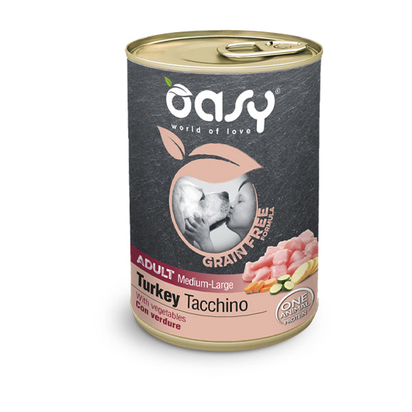 Oasy Umido Cane 400 gr GRAIN FREE FORMULA - Adult Medium/Large TACCHINO con verdure