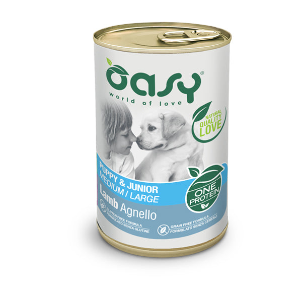 Oasy Umido Cane 400gr ONE PROTEIN - Puppy & Junior Medium/Large Agnello