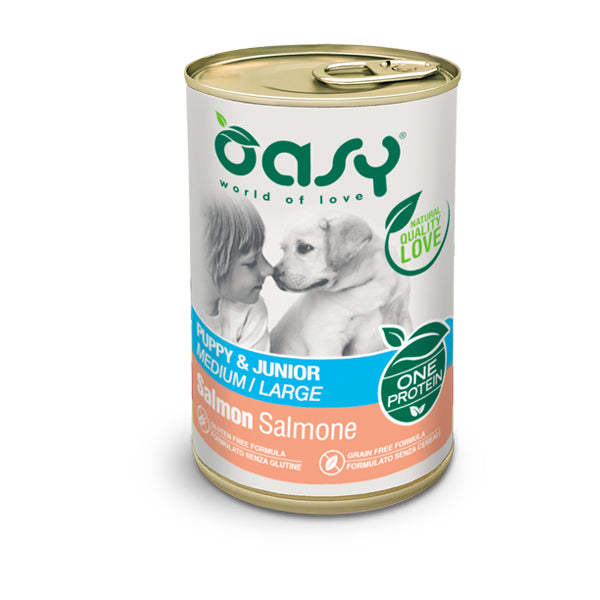 Oasy Umido Cane 400gr ONE PROTEIN - Puppy & Junior Medium/Large Salmone
