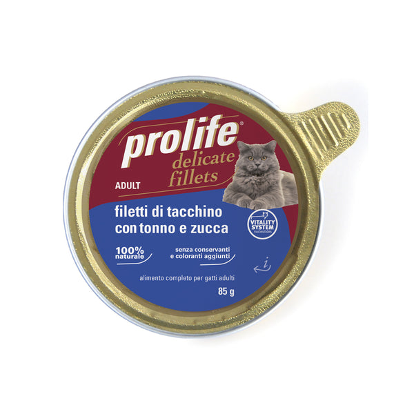 Prolife Delicate Fillets Filetti di Tacchino con Tonno e Zucca - umido gatto 85g