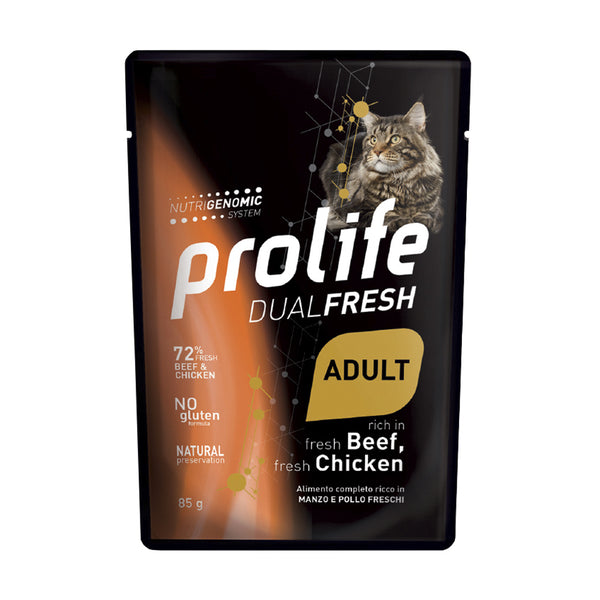 Prolife Dual Fresh adult Manzo & Pollo 85gr umido in bustina