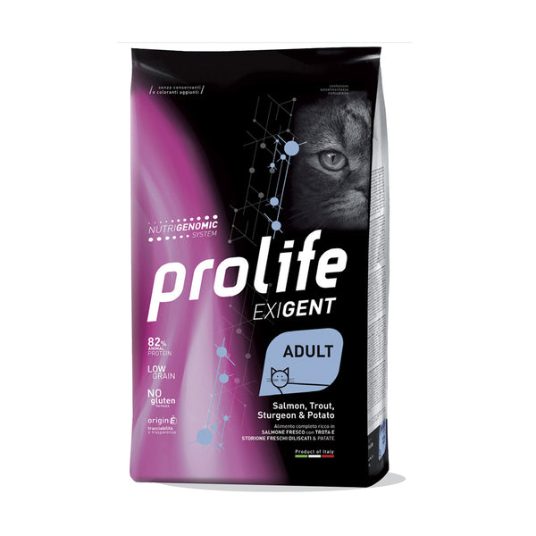 Prolife Gatto Exigent Salmone, Trota, Storione & Patate