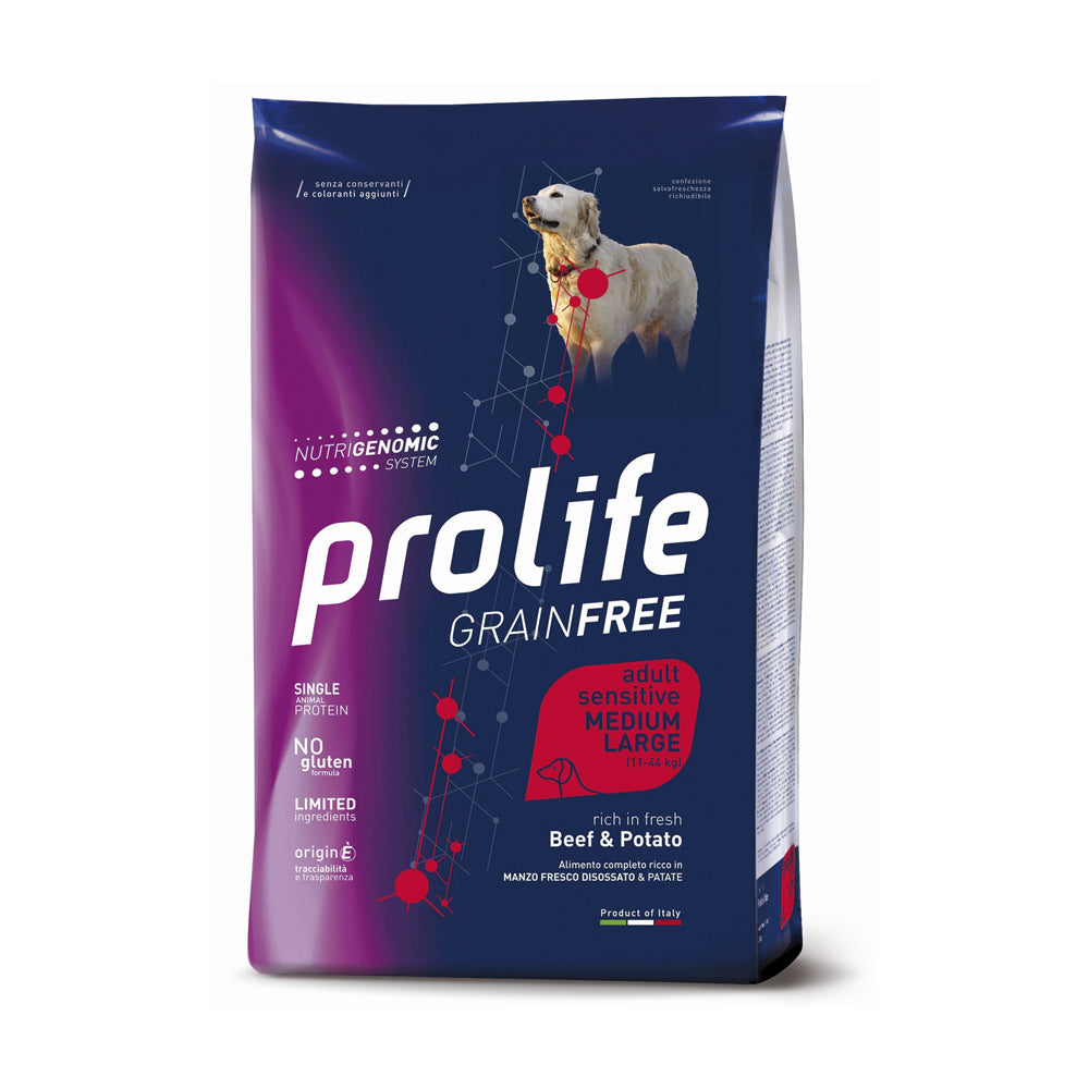 Prolife Cane Grain Free adult sensitive medium large Manzo & Patate