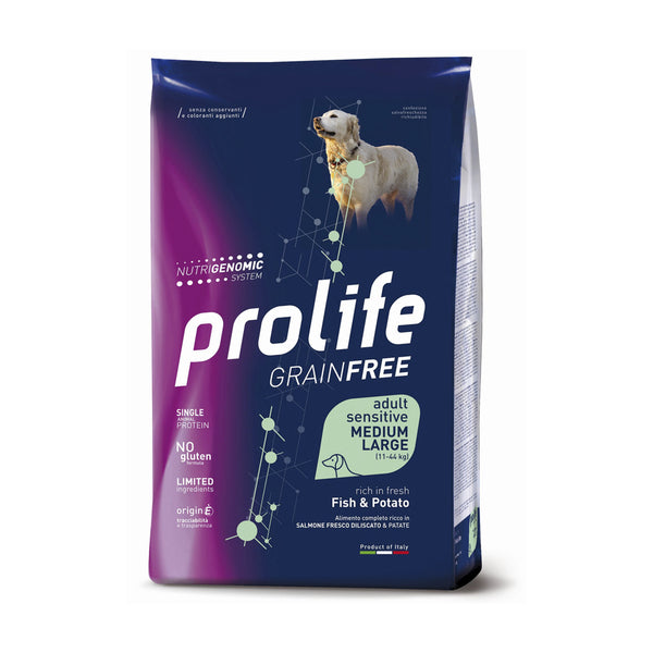 Prolife Cane Grain Free adult sensitive medium large Salmone Pesce & Patate