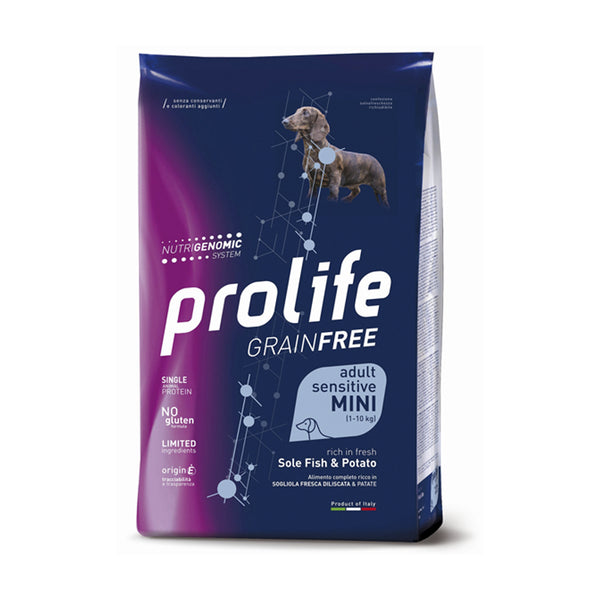 Prolife Cane Grain Free adult sensitive mini Sogliola & Patate