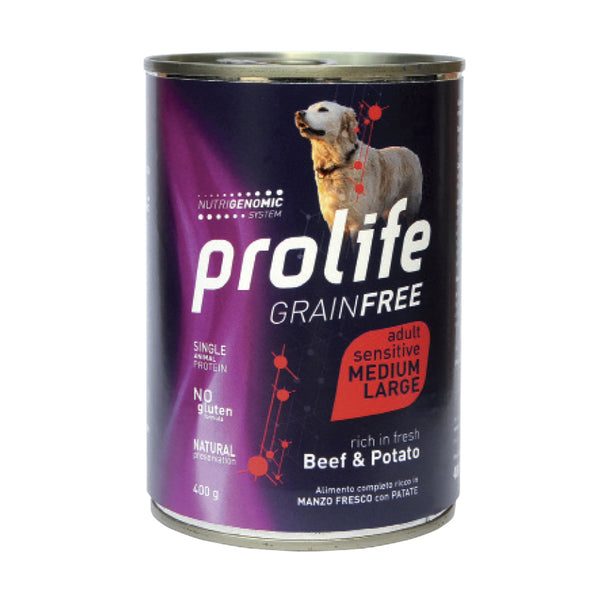 Prolife Grain free adult sensitive medium large Manzo & Patate - umido cane