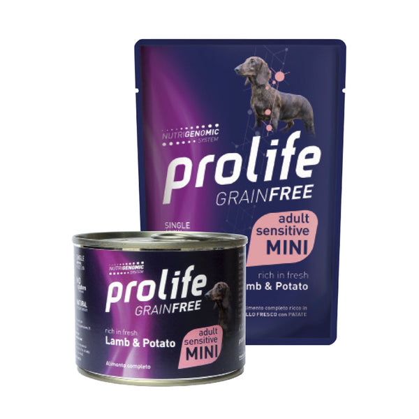 Prolife Grain free adult sensitive mini Agnello & Patate - umido cane