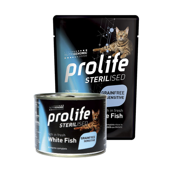 Prolife Sterilised Grain Free Sensitive Pesce bianco & Patate - umido gatto