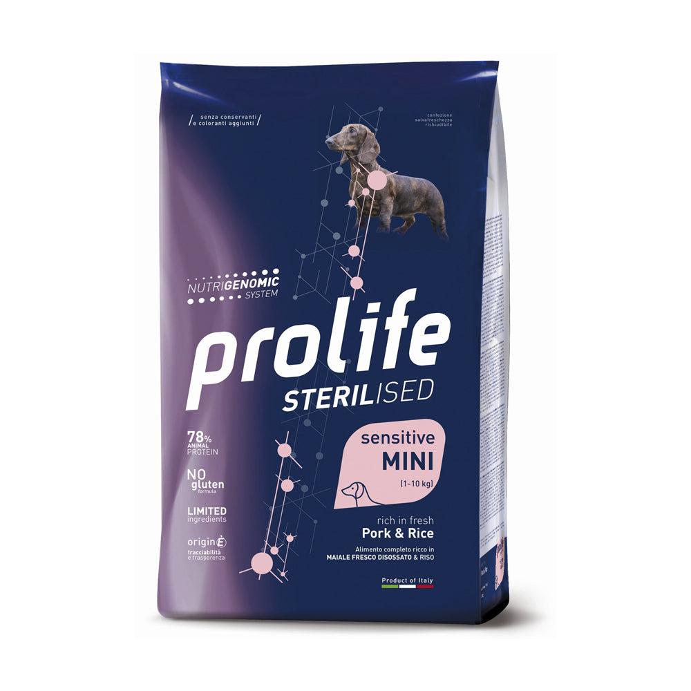 Prolife Cane Sterilised sensitive adult mini Maiale & Riso