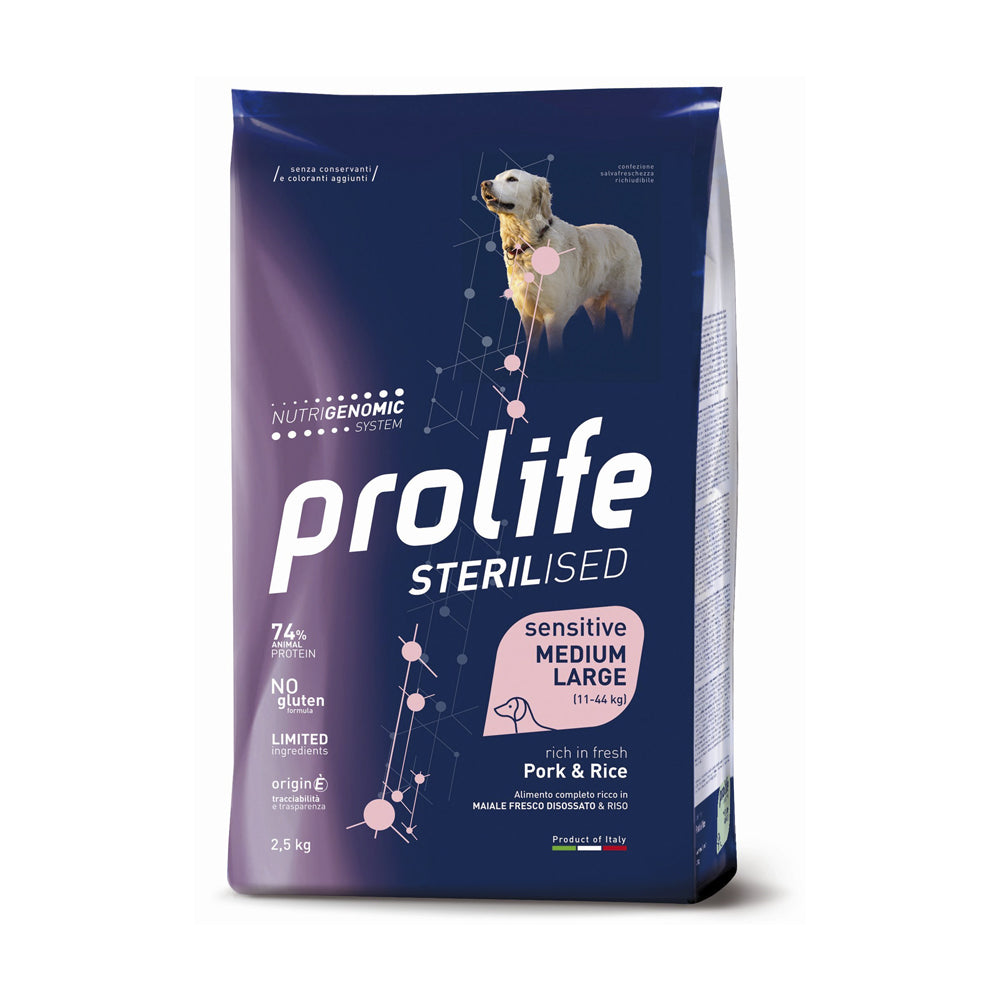 Prolife Cane Sterilised sensitive medium large Maiale & Riso