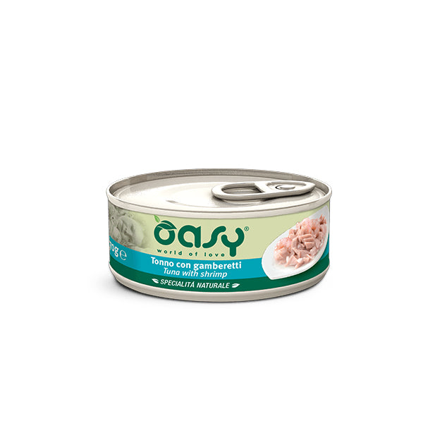 Oasy Umido Gatto SPECIALITÀ NATURALE • Tonno con Gamberetti