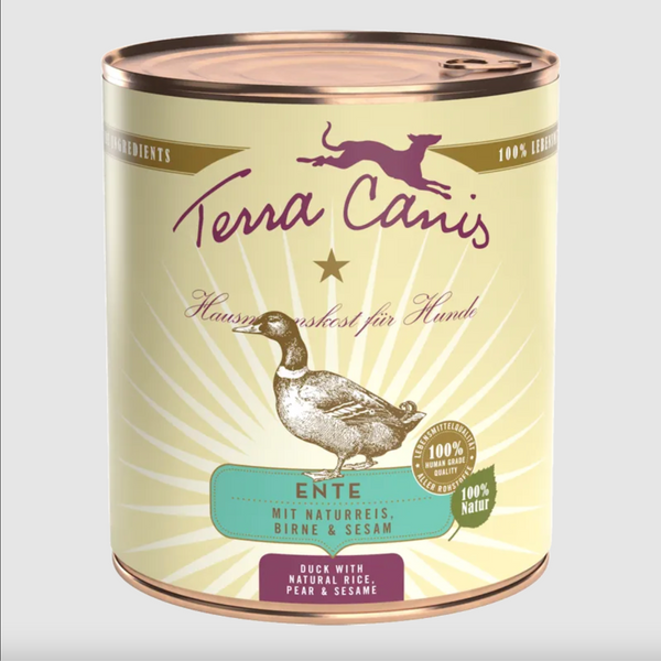 Terra Canis Anatra con riso integrale, barbabietola, pera e sesamo