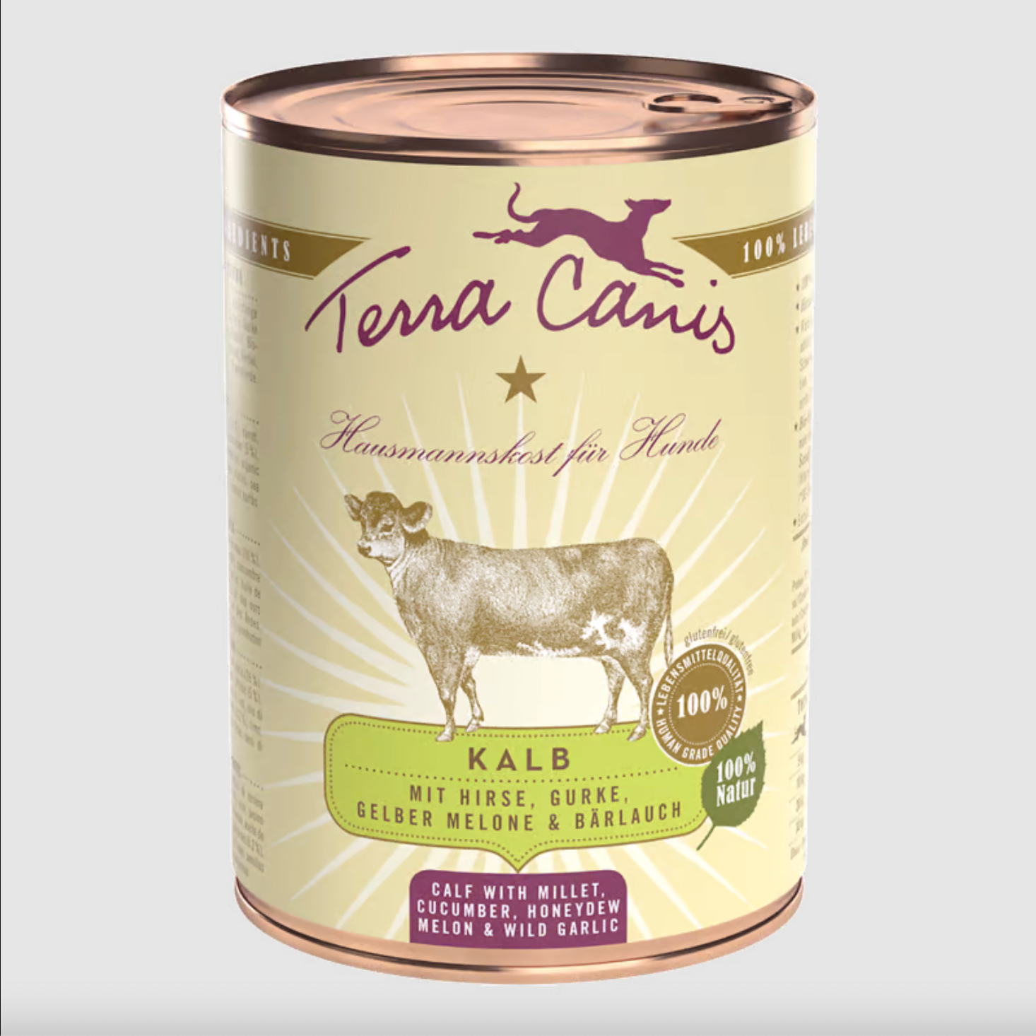 Terra Canis Vitello con miglio, cetriolo, melone giallo e aglio orsino
