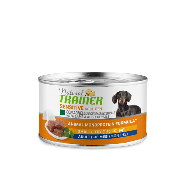 Natural Trainer Sensitive No Gluten Small&Toy Adult con agnello e cereali integrali - Umido Cane - 150gr
