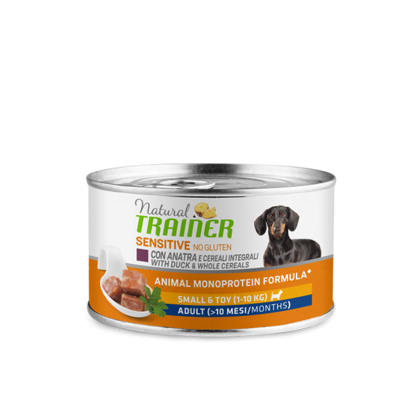 Natural Trainer Sensitive No Gluten Small&Toy Adult con anatra e cereali integrali - Umido Cane - 150gr