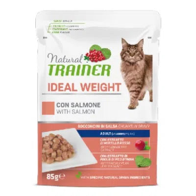 Natural Trainer Gatto Ideal Weight con Salmone Busta 85G - Umido