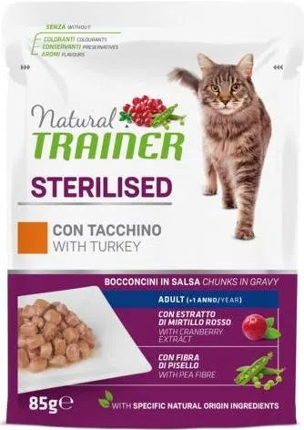 Natural Trainer Gatto Sterilised con tacchino - Umido - Busta 85G