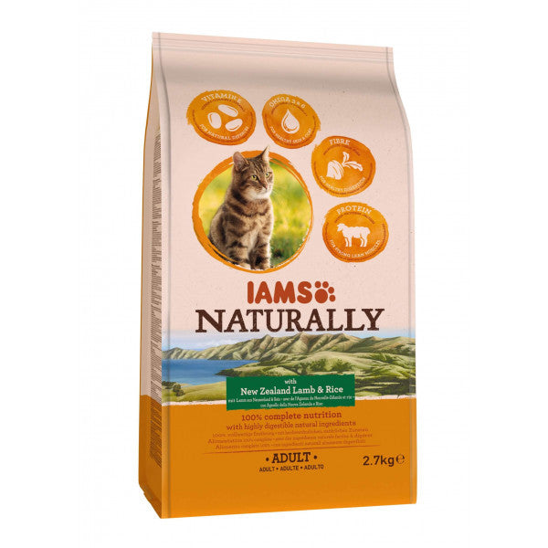 Iams Naturally - Secco Adult Gatto - con agnello e riso