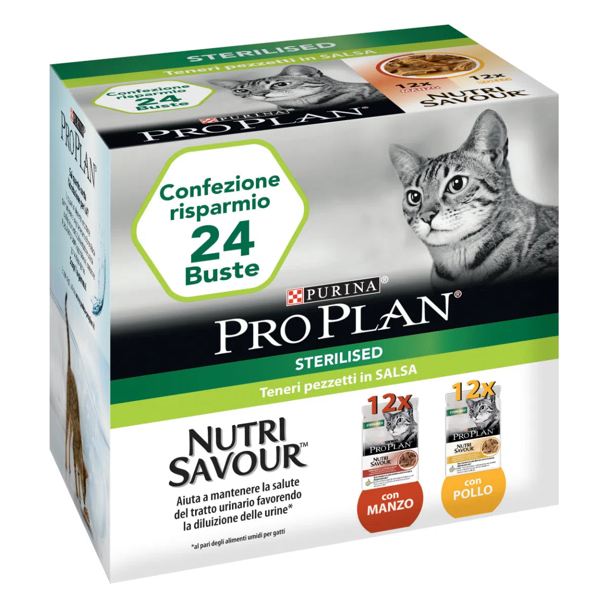 Pro plan Sterilised Nutri Savour Multipack con Manzo e Pollo - Gatto Umido