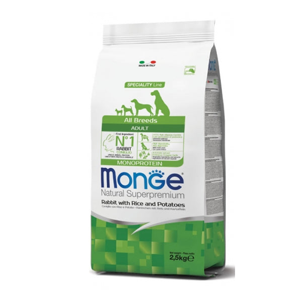 Monge Natural Superpremium Cane All Breeds Adult Coniglio con Riso e Patate