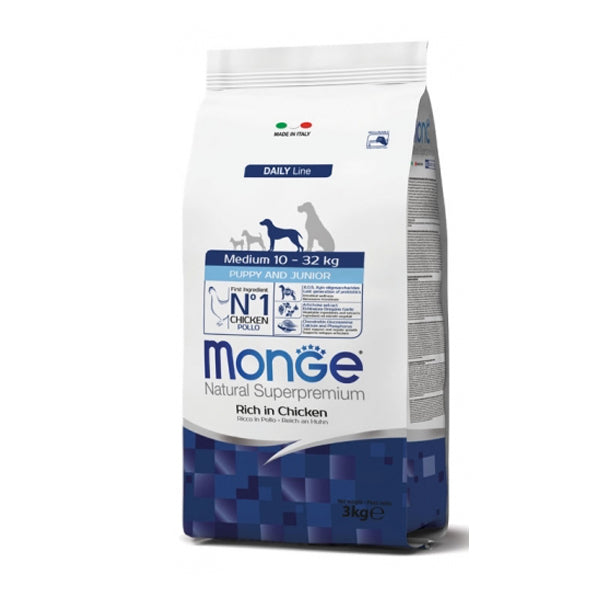 Monge Natural Superpremium cane Medium Puppy & Junior Ricco di Pollo