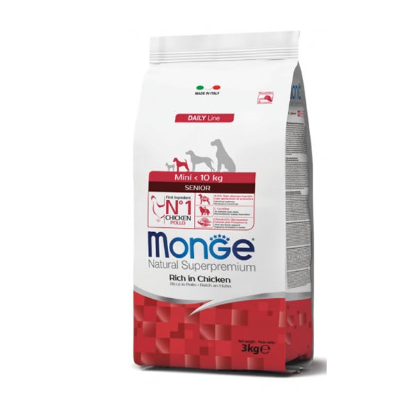Monge Natural Superpremium cane Mini Senior Ricco di Pollo