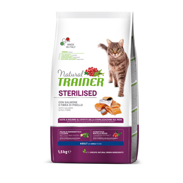 Natural Trainer Gatto Sterilised Adult con Salmone