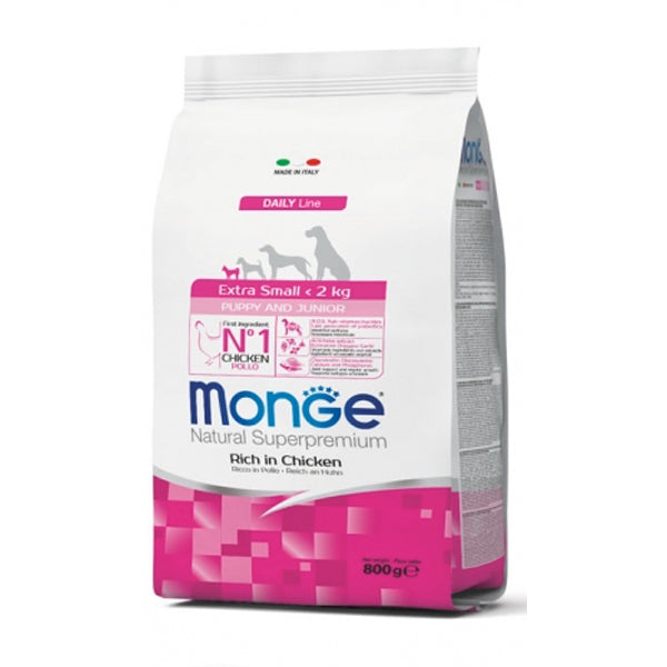 Monge Natural Superpremium Cane Extra Small Puppy & Junior Ricco di Pollo