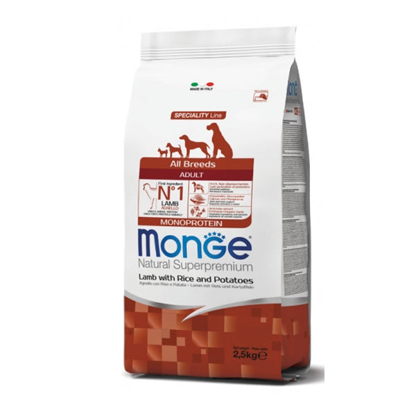 Monge Natural Superpremium Cane All Breeds Adult Agnello con Riso e Patate