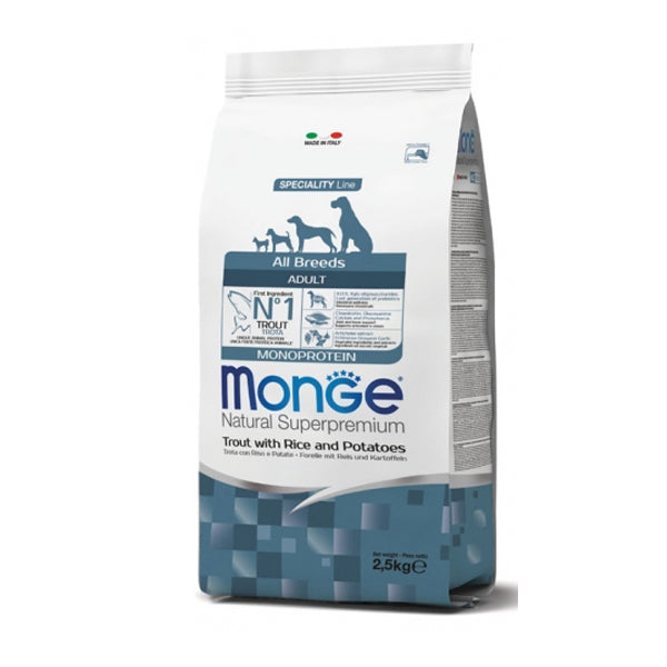 Monge Natural Superpremium Cane All Breeds Adult Monoprotein Trota con Riso e Patate