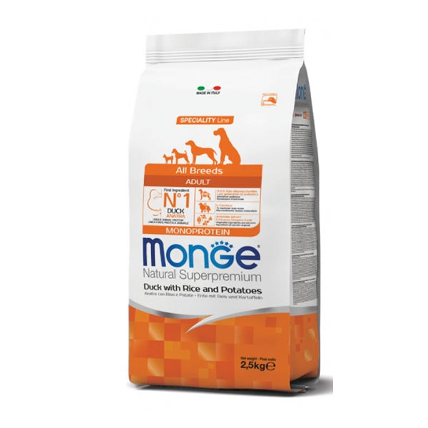 Monge Natural Superpremium Cane All Breeds Adult Anatra con Riso e Patate