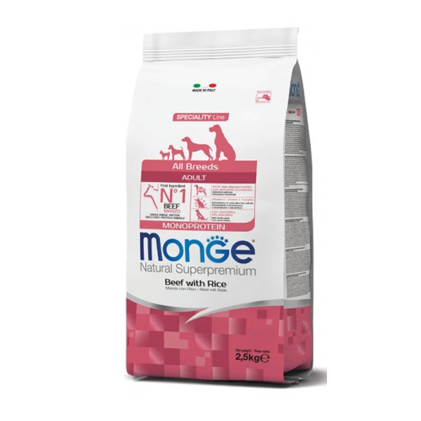Monge Natural Superpremium Cane All Breeds Adult Monoprotein Manzo con Riso