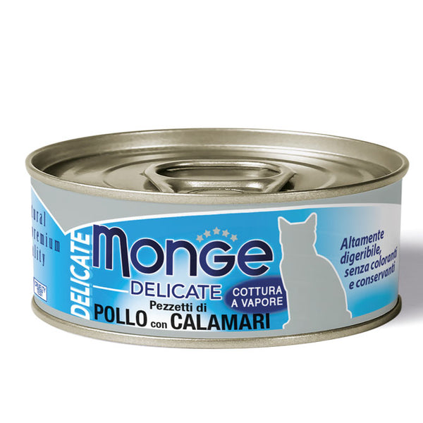Monge Delicate umido gatto Pezzetti di pollo con Calamari