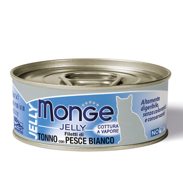 Monge Jelly umido gatto Filetti di tonno con Pesce bianco