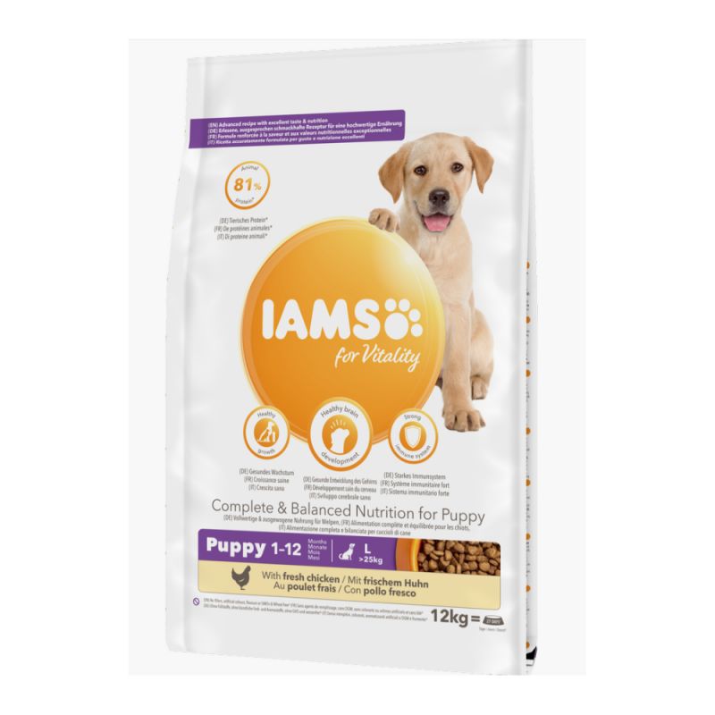 IAMS for Vitality - Cane Secco - 12Kg - Puppy & Junior Large Pollo