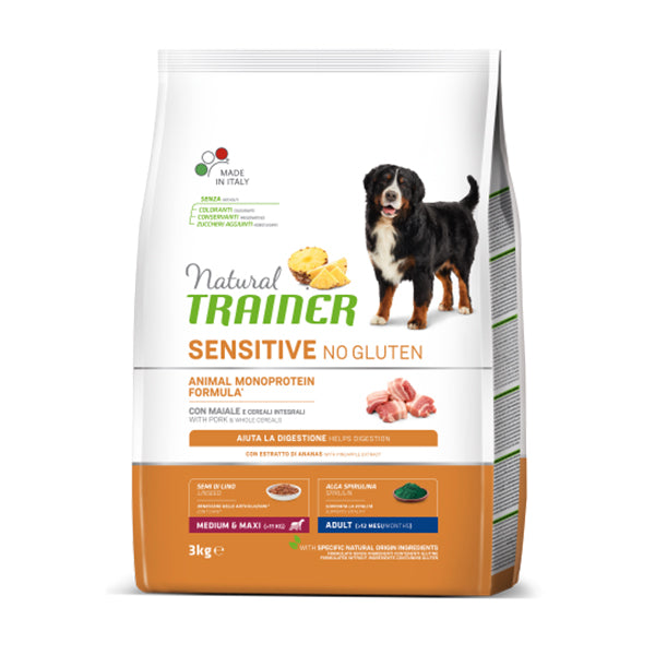 Natural Trainer Sensitive No Gluten Medium & Maxi Adult con Anatra e Cereali Integrali