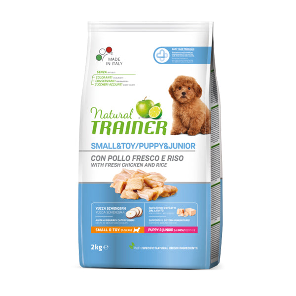 Natural Trainer Small&toy Puppy & Junior con Pollo Fresco e Riso