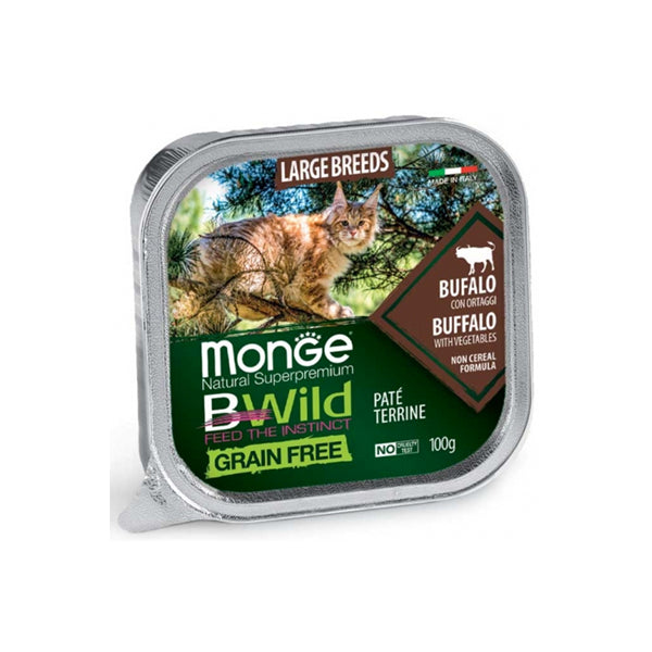Monge BWild - Umido gatto - Paté terrine Bufalo con Ortaggi – Large Breed All Life Stage