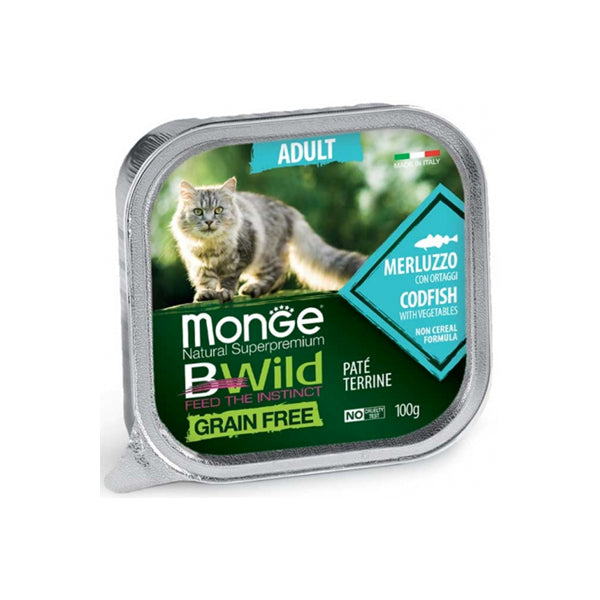 Monge BWild - Umido gatto - Paté terrine Merluzzo con Ortaggi – Adult