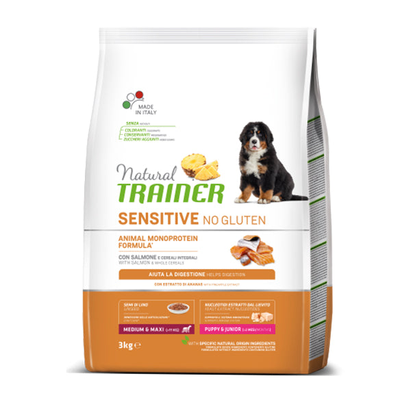 Natural Trainer Medium maxi Puppy & Junior con Salmone e Cereali Integrali