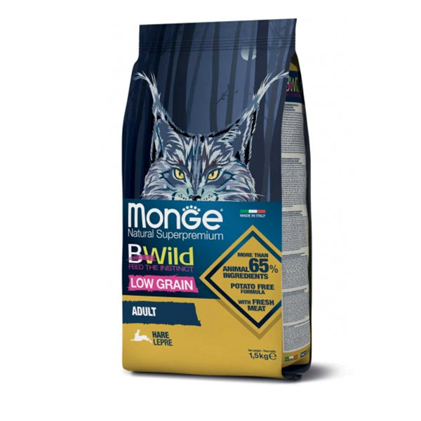 Monge BWild Cat Adult Low Grain Adult Lepre 1,5 kg