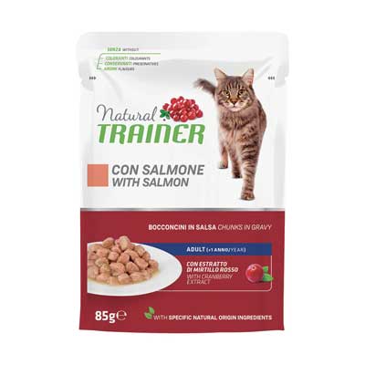 Natural Trainer Gatto Adult tocchetti di salmone in salsa 85gr