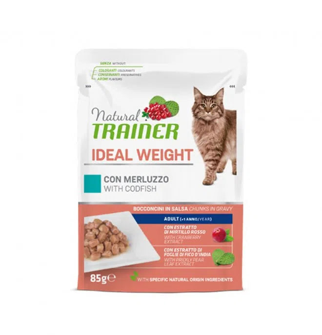 Natural Trainer Gatto Ideal Weight con Merluzzo Busta 85G - Umido