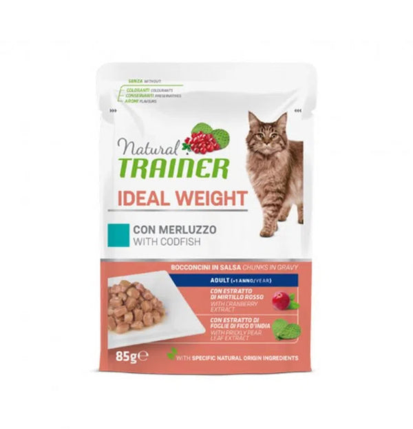 Natural Trainer Gatto Ideal Weight con Merluzzo Busta 85G - Umido